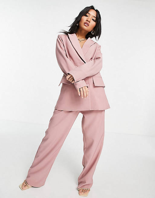 4th & Reckless Petite double breasted suit blazer and wide leg suit pants 