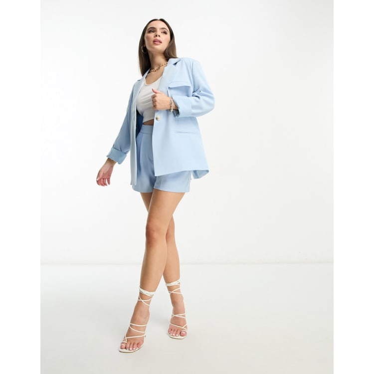 4th Reckless Petite tailored blazer and shorts co ord in blue ASOS