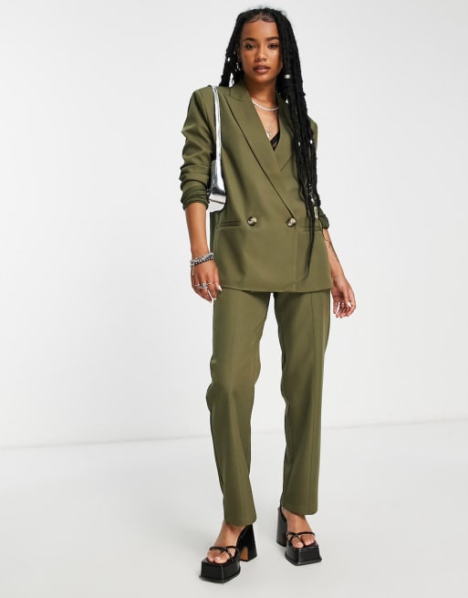 4th & Reckless Petite tailored co-ord in khaki | ASOS