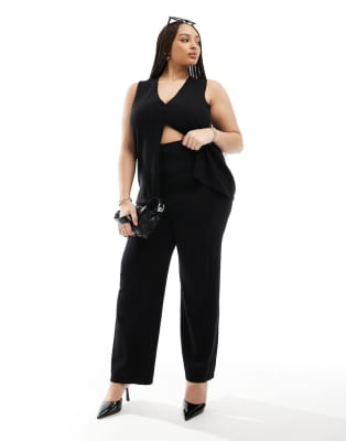 4th & Reckless Plus exclusive knitted waistcoat and trouser co ord in black