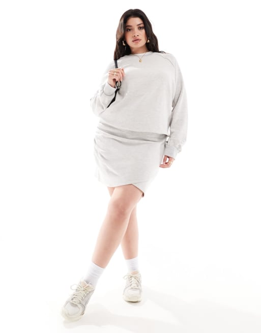 4th & Reckless Plus Exclusive sweatshirt and mini skirt in gray heather