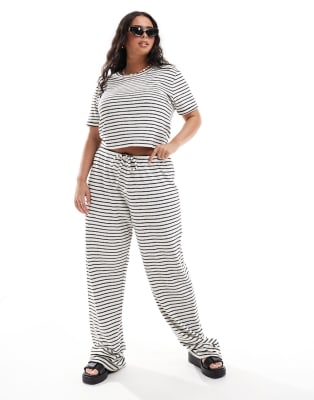 4th & Reckless Plus exclusive terrycloth t-shirt and pants set in stripe