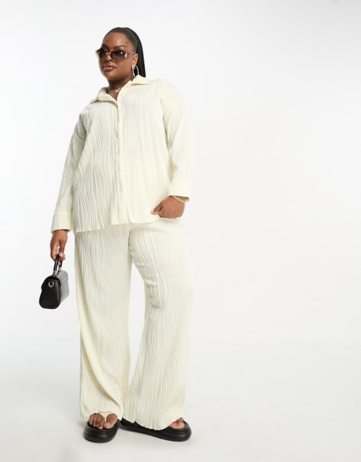 Plus size white 2025 linen pants suit