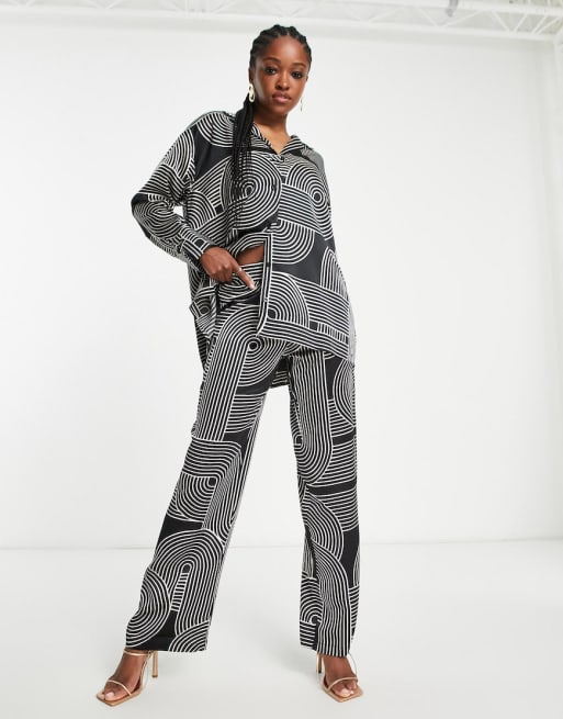 4th & Reckless printed satin shirt and trouser co-ord in multi