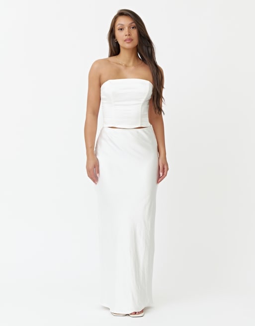 Asos white satin maxi skirt best sale