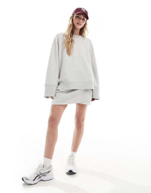 4th & Reckless sweatshirt and mini skirt co-ord in grey marl