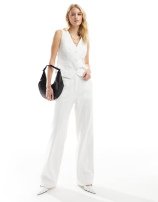 4th & Reckless Tall exclusive tailored linen look waistcoat and wide leg trouser
