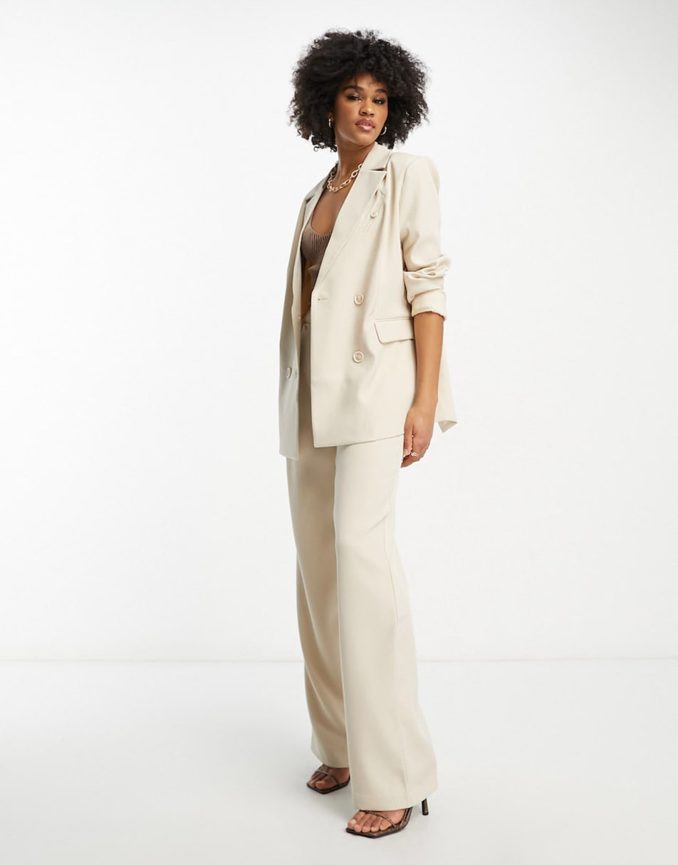 Vero Moda tailored houndstooth blazer co-ord in neutral check