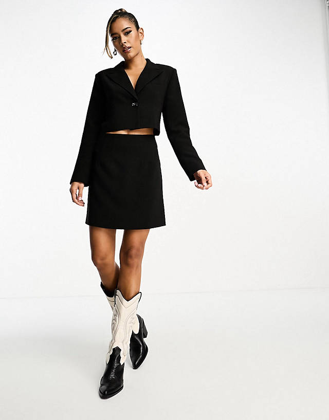 4th & Reckless - ulla cropped backless blazer and mini skirt co-ord in black