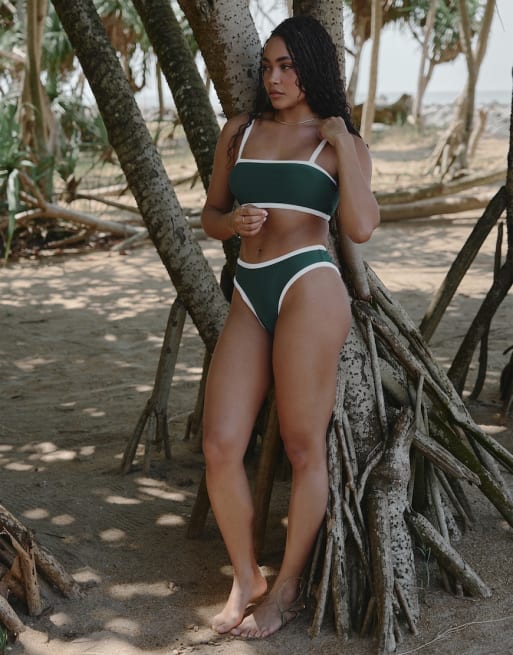 4th & Reckless x Loz Vassallo - Cabo - Bikini verde con bordi a contrasto