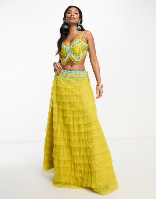 Lehenga skirt with shop crop top uk