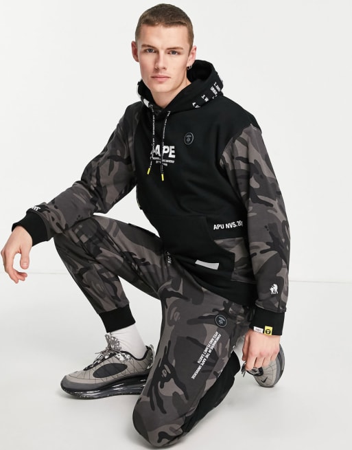 AAPE By A Bathing Ape camo block sweatsuit set in black ASOS