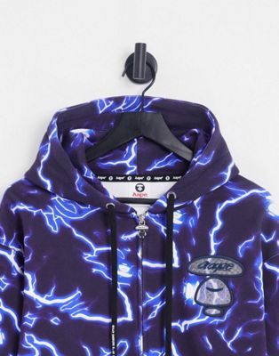 AAPE by A Bathing Ape lightning print co-ord joggers in black