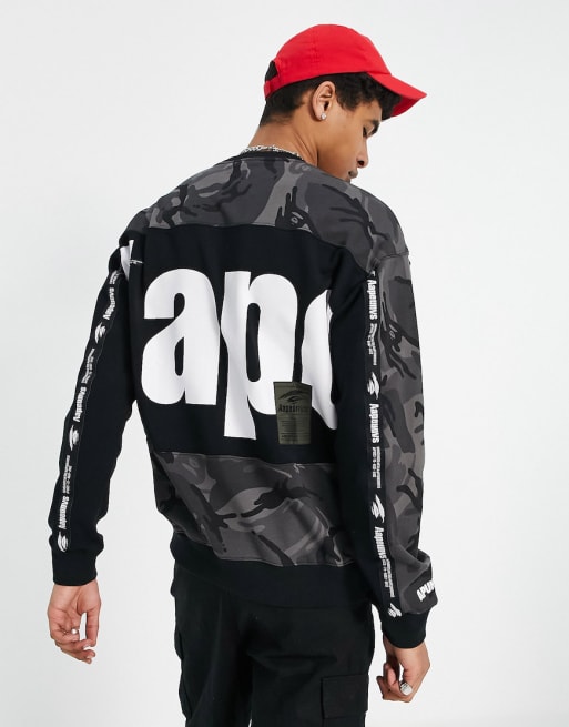 Aape By A Bathing Ape camo denim baseball shirt in black