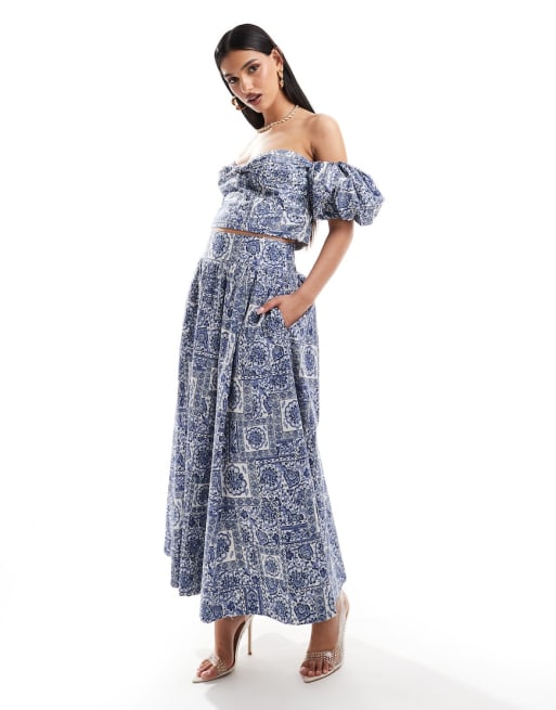 Abercrombie & Fitch - Ensemble long à imprimé mosaïque - Bleu