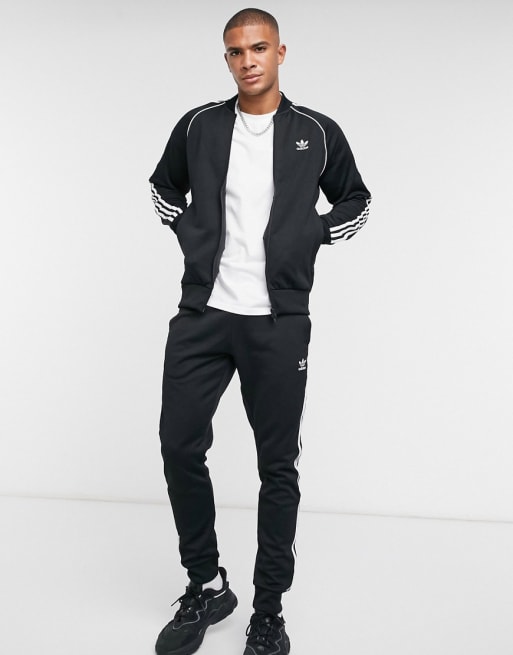 adidas Originals Adicolor 3 stripe tracksuit in black ASOS