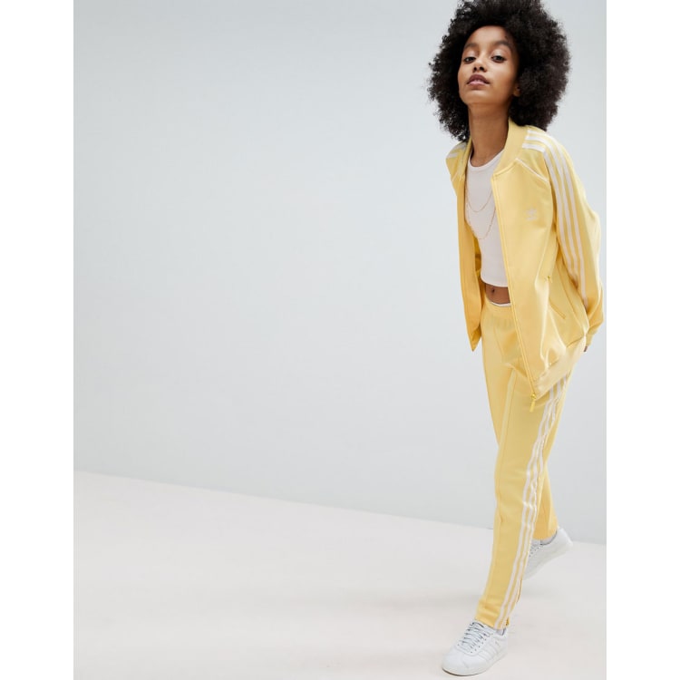 Adidas yellow stripe jacket sale