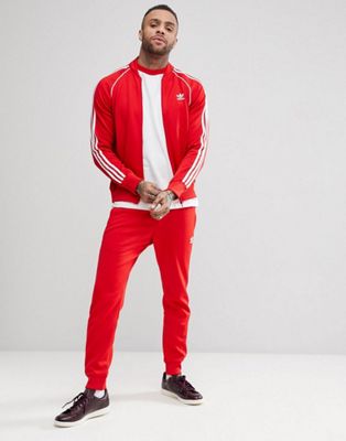 adidas red tracksuit set