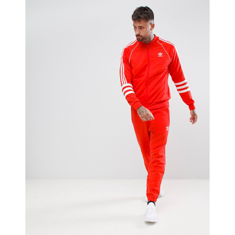 Men's red cheap adidas tracksuit