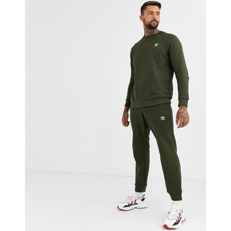 Adidas originals joggers with logo embroidery in khaki hotsell