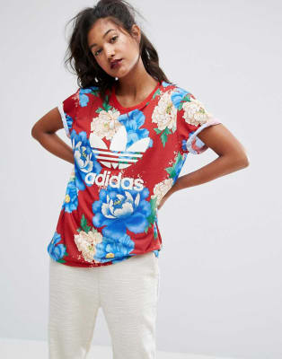 adidas red floral sweatshirt