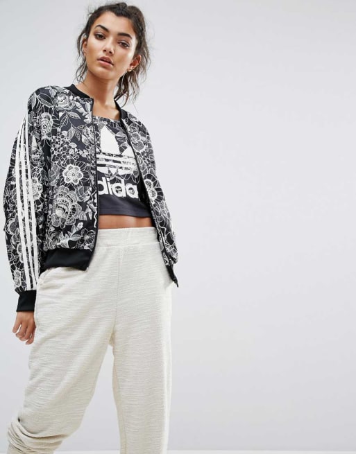 Adidas jacket flower outlet print