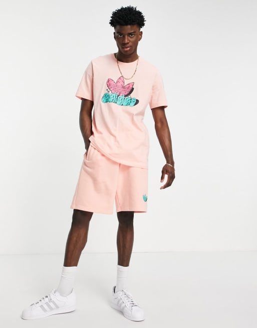 adidas Originals – Korallrosa set med grafisk treklöverlogga