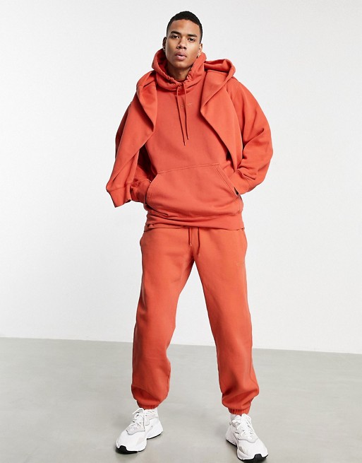 adidas Originals 'Premium Sweats' overdyed rib sweatshirt in burnt orange