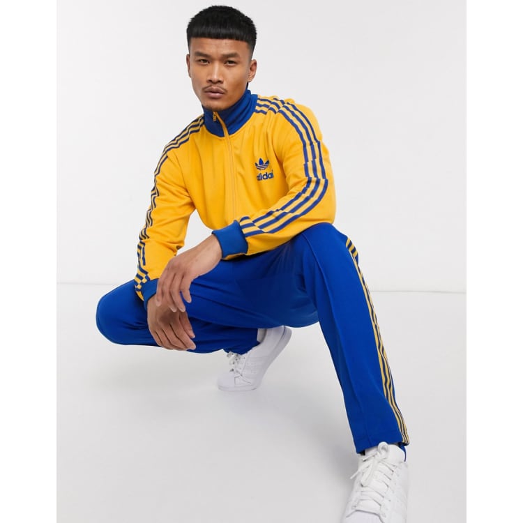 Mooie jurk volume ergens adidas Originals retro tracksuit in blue and gold | ASOS