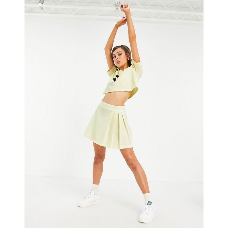 Activewear biErp adidas Originals - Tennis Luxe - Coordinato con polo corta con logo giallo polvere