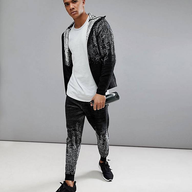 adidas ZNE Knit Tracksuit in Black Marl | ASOS