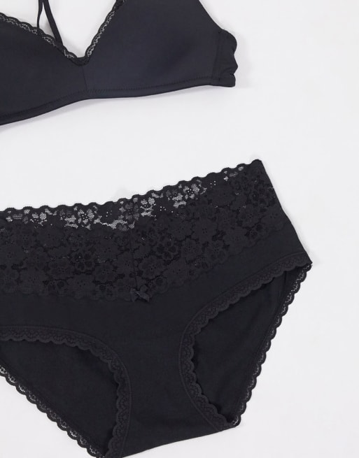 Aerie — Sort sæt med BH uden bøjle og boy trusser