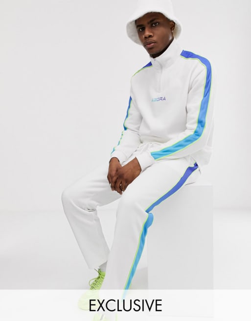 Agora tracksuit in white with side stripe ASOS