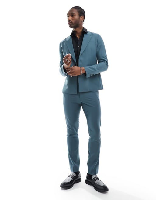 AllSaints - Moad - Nette blazer en broek in petrol