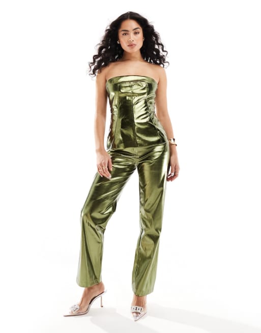 Amy Lynn Lupe top and pants set in khaki chrome