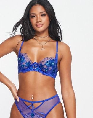Bestrating domineren auditie Ann Summers Ambitious embroidered lingerie set in blue | ASOS