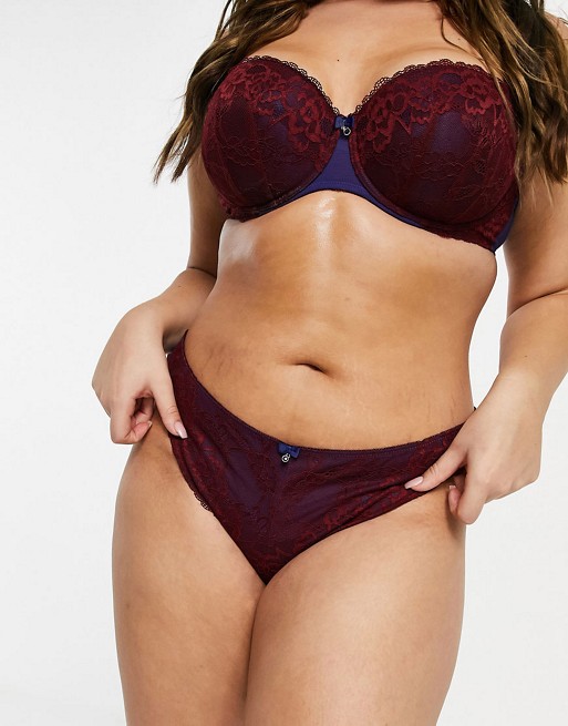 Ann Summers Curve sexy lace brazilian knicker in burgundy and navy