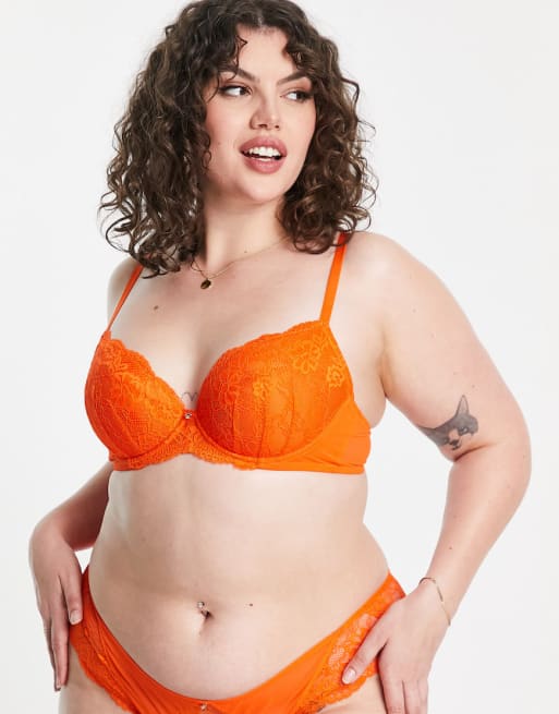 Orange Bras, Plus Size Bras, Lingerie