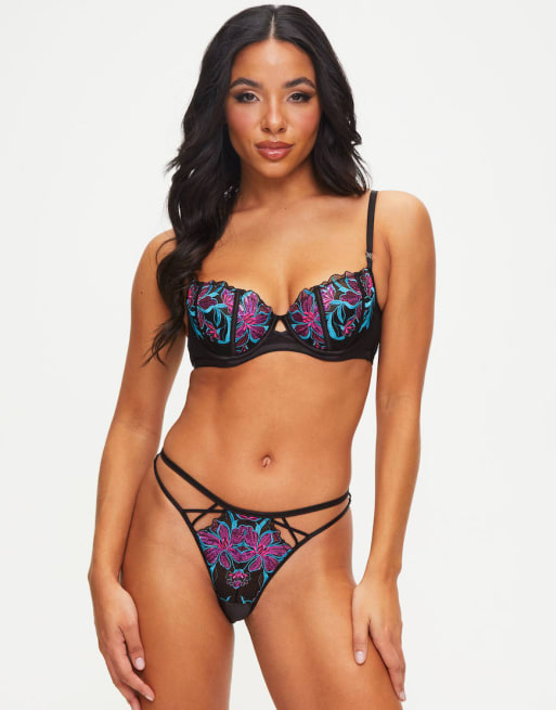 Ann Summers flourishing lingerie set in black and purple