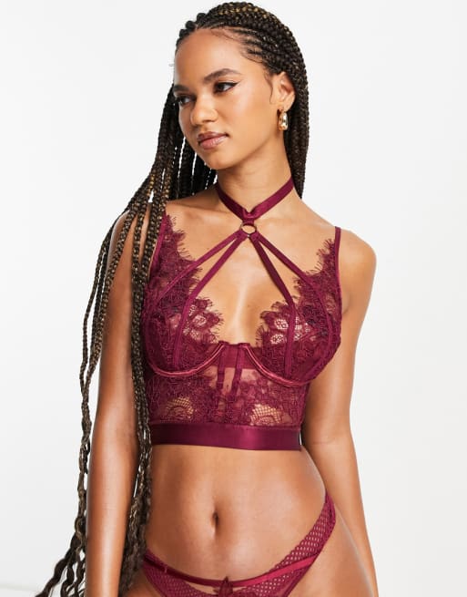 Ann Summers Heartracer lingerie set in burgundy ASOS