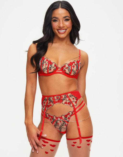 Ann Summers Valentines locket heart set in black/red