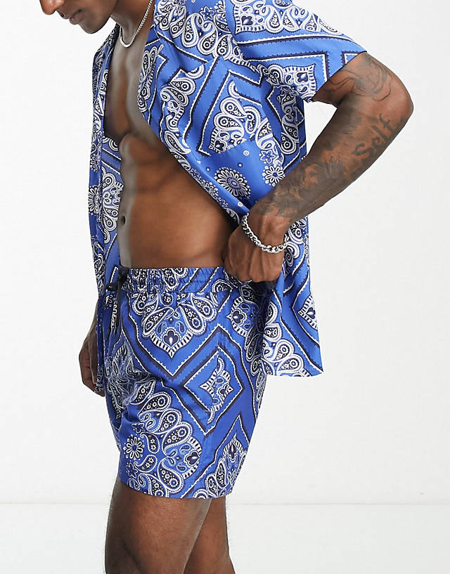 Another Influence - bandana print swim co-ord in blue