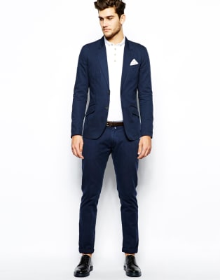 blue suit casual