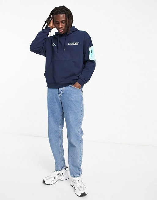 Arcminute oversized sweatsuit set in navy with patch pocket