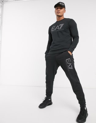 ea7 tracksuit grey and black