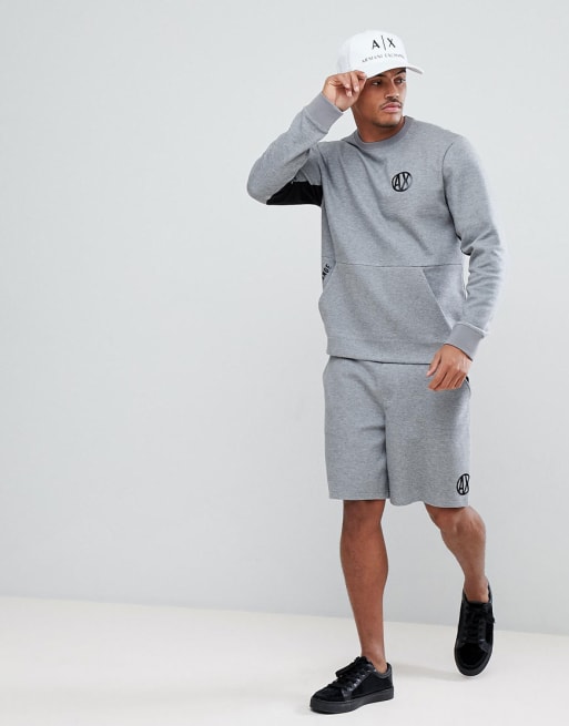 Armani Exchange Crew Neck Logo Tracksuit Grey