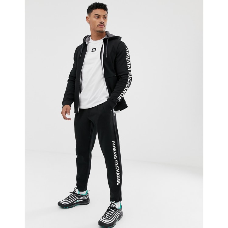 Armani Exchange sleeve logo sweatsuit in black ASOS