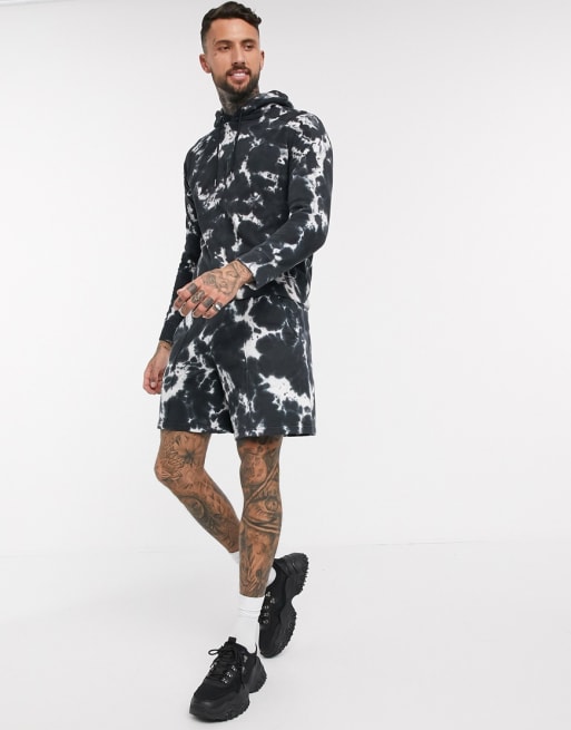 Armani Exchange tie dye hoodie & shorts co-ord in black SUIT 1 | ASOS