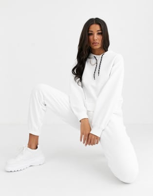 ASOS 4505 crop hoody and oversized jogger in white