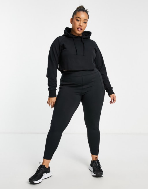 ASOS 4505 Curve – Set aus schmal geschnittener Jogginghose und Kapuzenpullover aus Loopback-Material in Schwarz